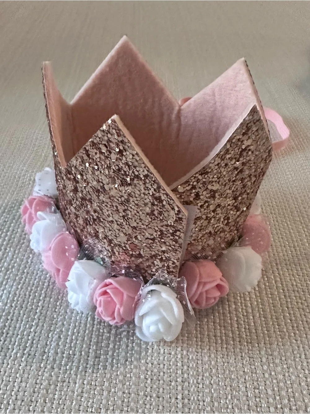 Glitter Pink 1st Birthday Crown Headband